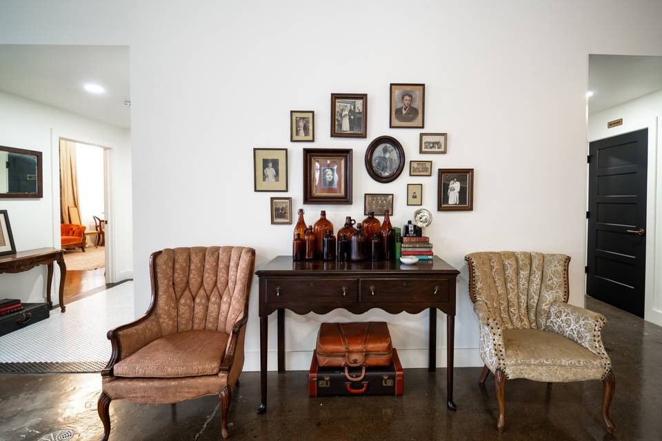 Vintage entryway with gallery wall