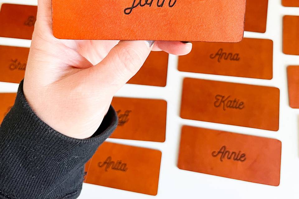 Leather Place Card Settings