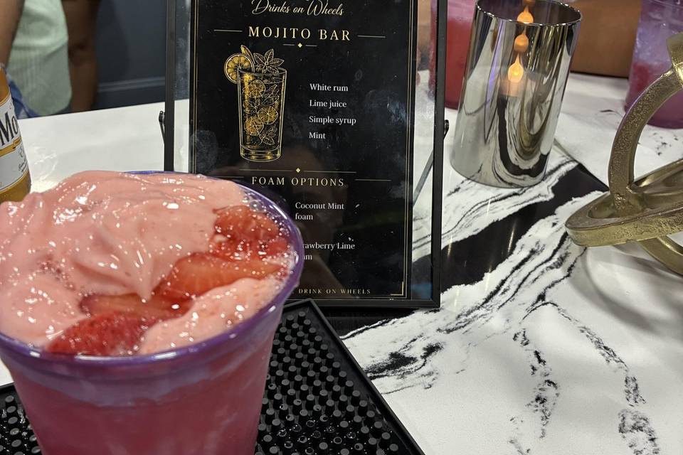 Strawberry margarita with foam
