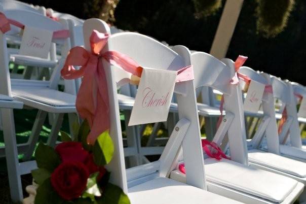 Wedding ceremony chairs set-up