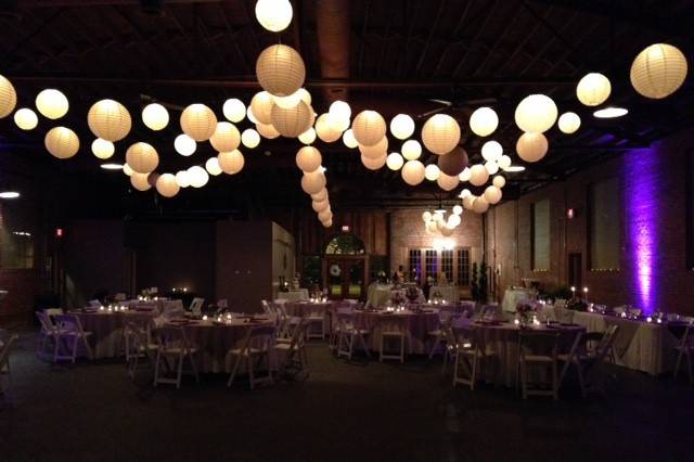 Lanterns and up-lighting make the room glow