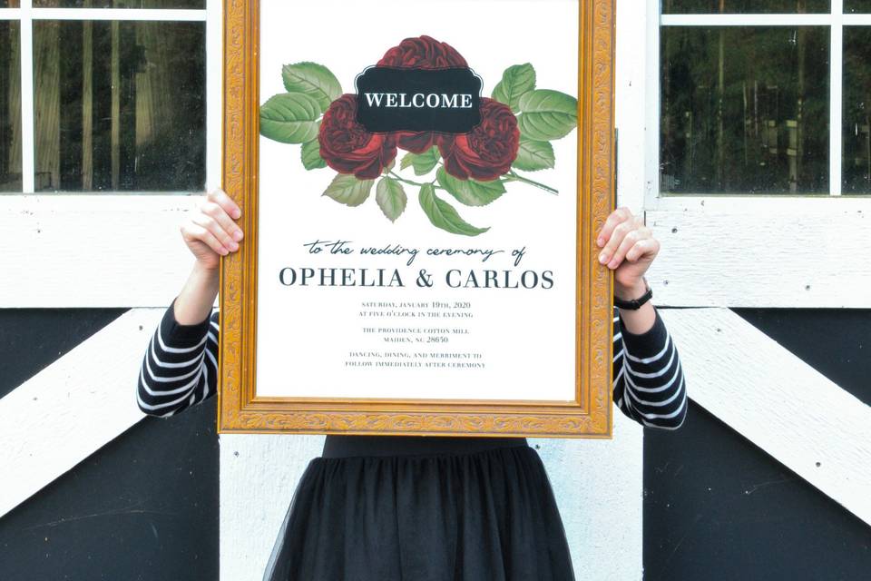 Wedding reception signage