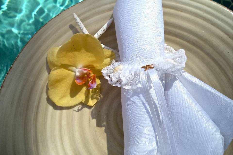 Beach Wedding Napkin Ring.  This is how you bring the beach theme and still keep your event elegant.