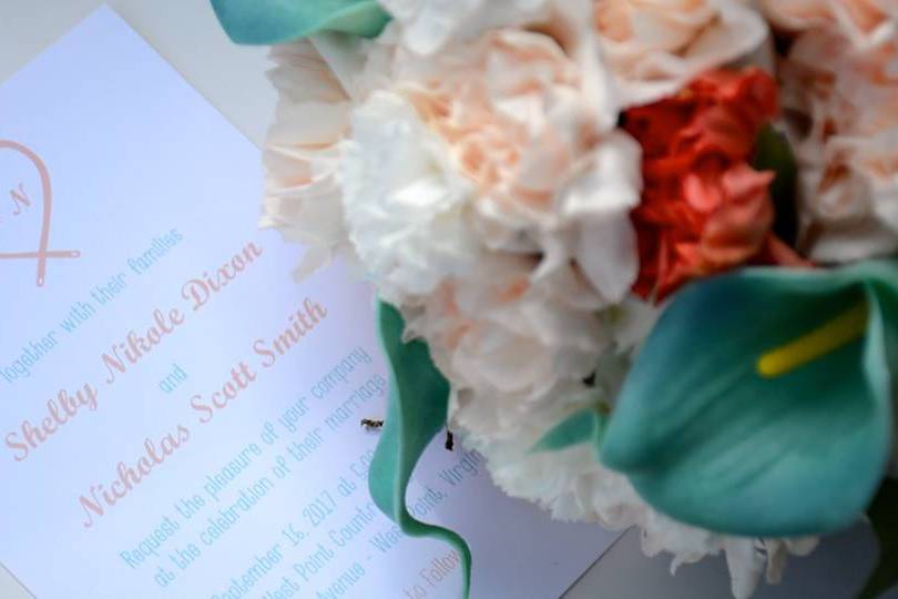 Invitation and flowers