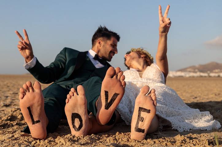 Barefoot love on Naxos shore