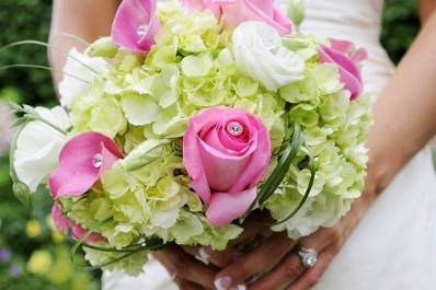 The bride holding her bouquet