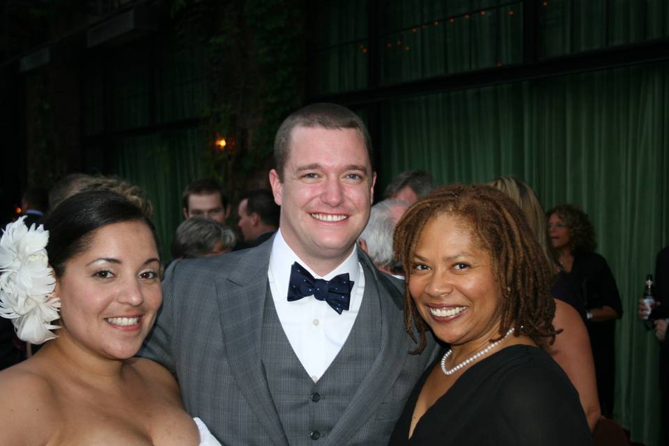 Newlyweds and the officiant