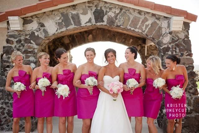 The bride holding her bouquet