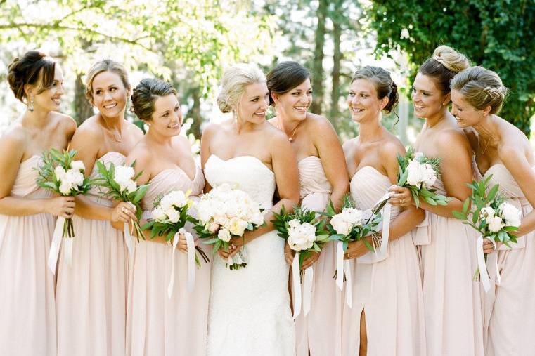 The bride holding her bouquet