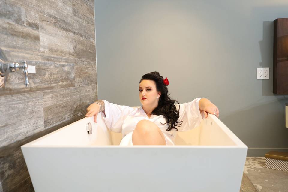 Bride in tub