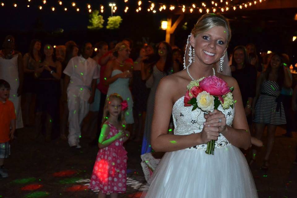 The bride holding her bouquet