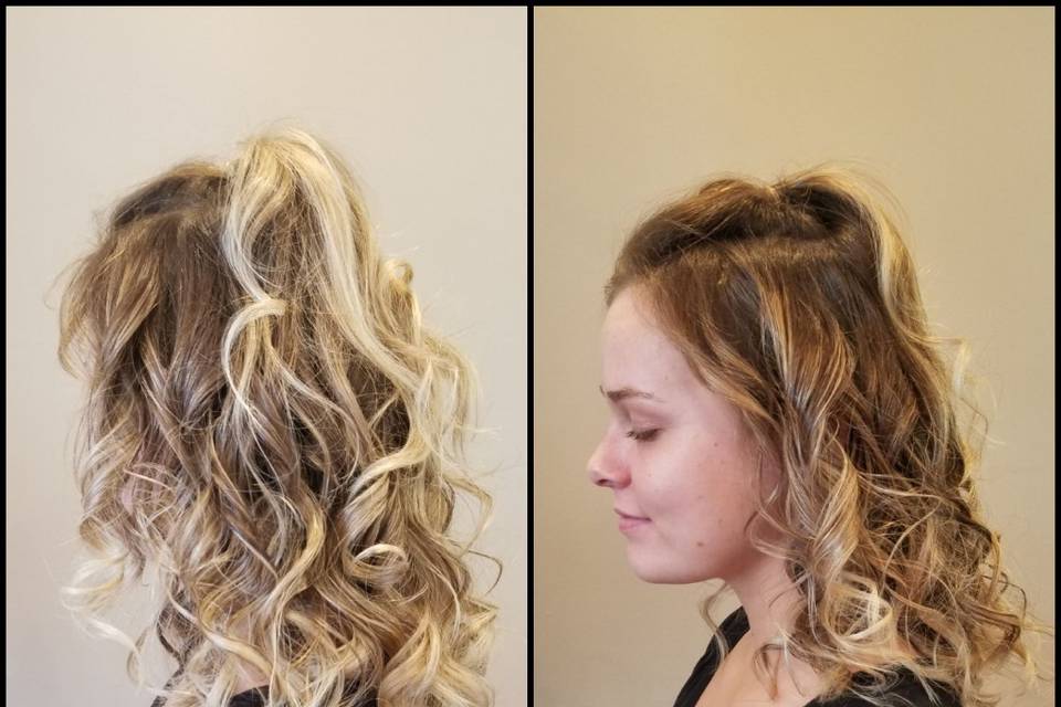 Curl half updo