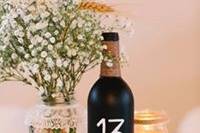 Table number on a bottle and decor