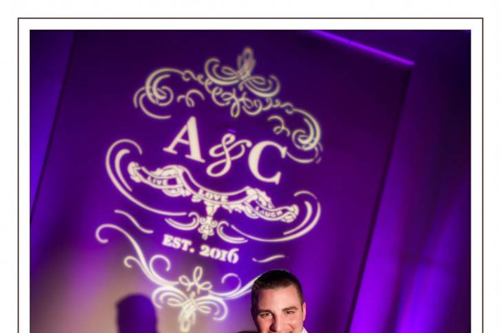 Bride and Groom with Uplighting and Monogram