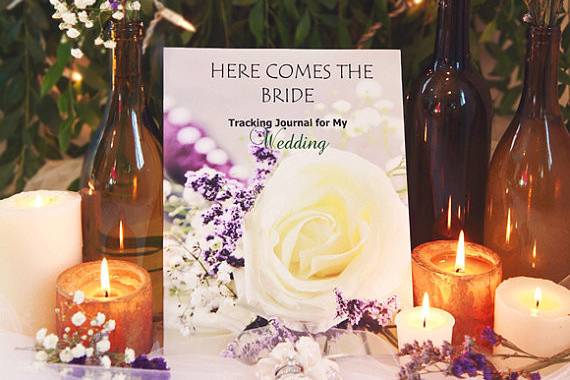 Here Comes The Bride described as a more traditional Wedding Journal theme...lovely, elegant...white rose accent...