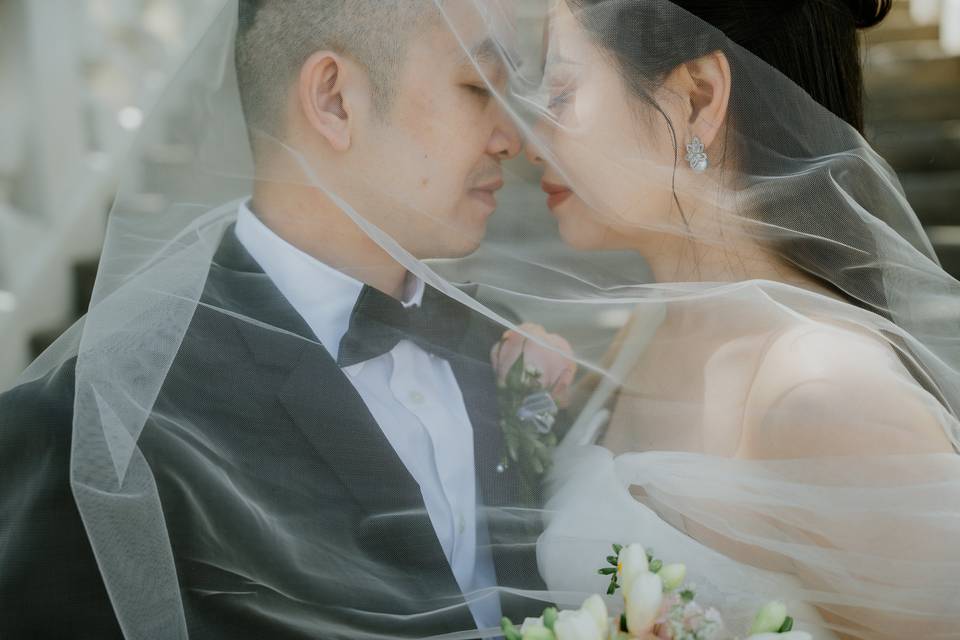 Under the veil, just the two o