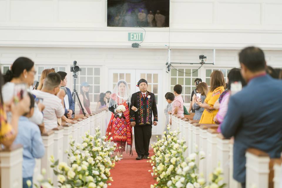 Cultural aisle walk with fathe