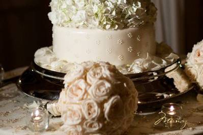 Multiple layered wedding cake