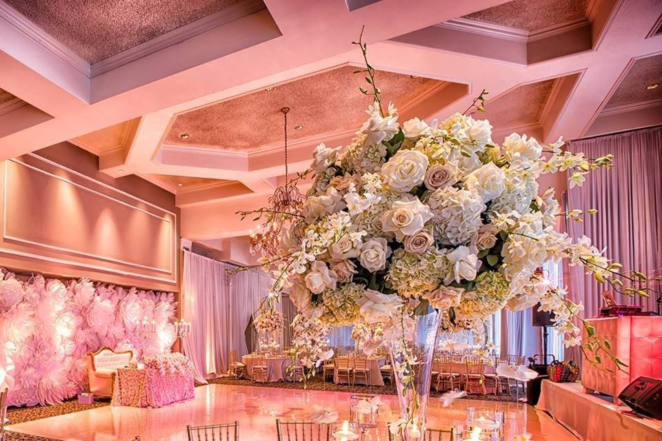 Table setup with centerpiece