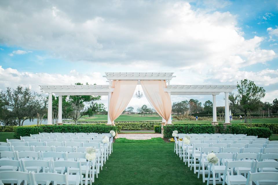 Ceremony With Tan Drapes