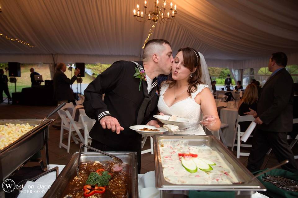 Happy newlyweds - Log Rolling Catering