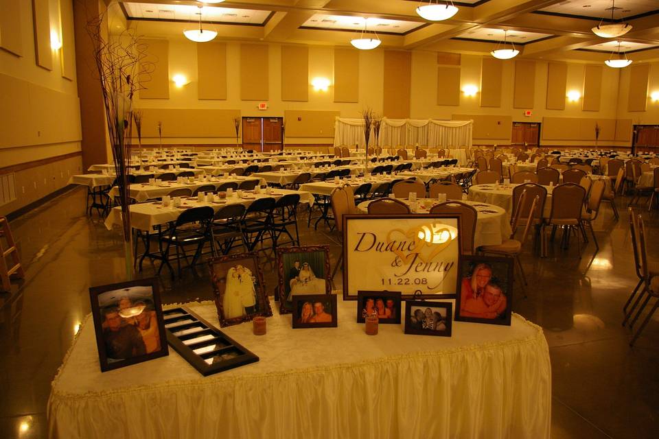 Long table set up with candle centerpiece