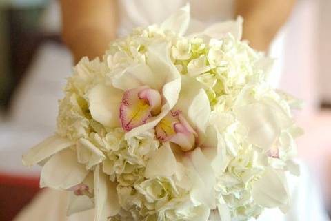 The bride holding her bouquet