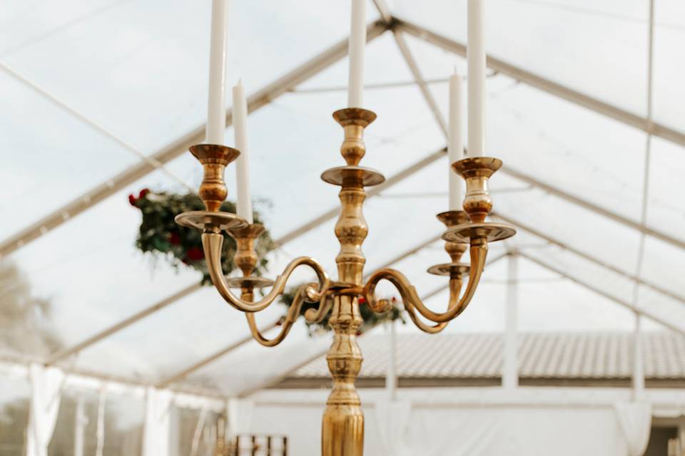 Gold Candelabra Centerpiece