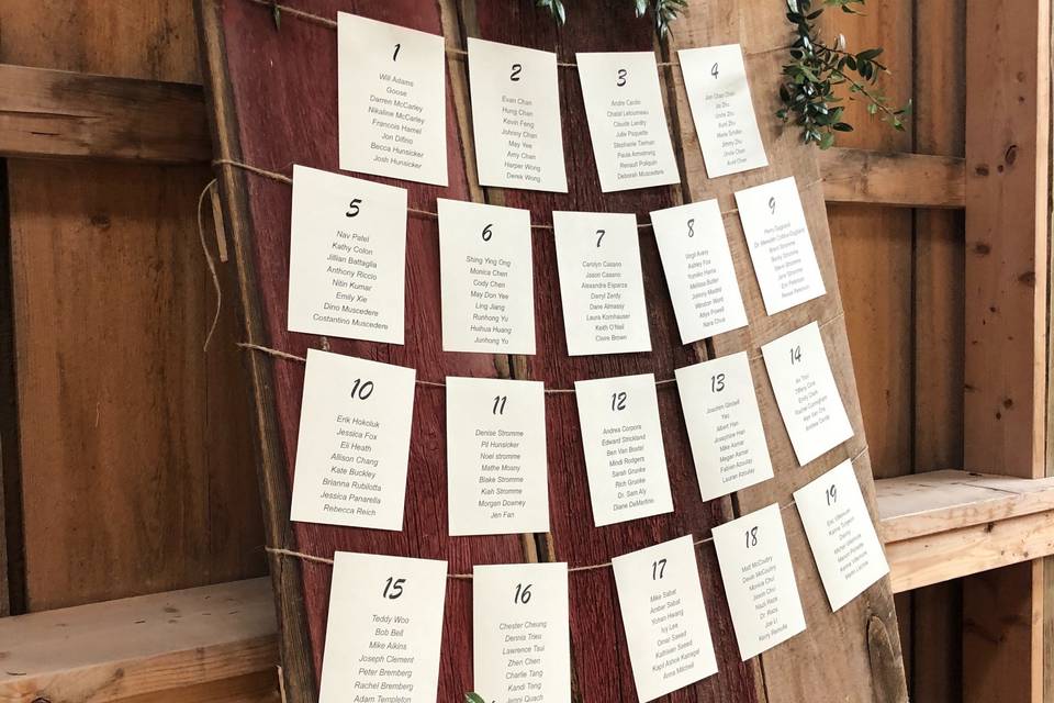 Rustic seating chart