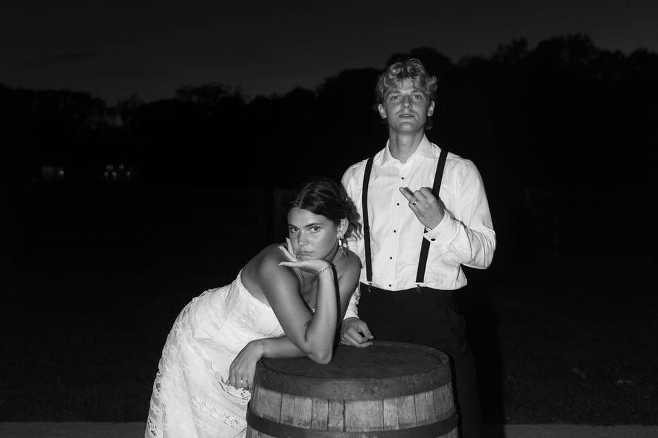 Wedding barn sparkler exit