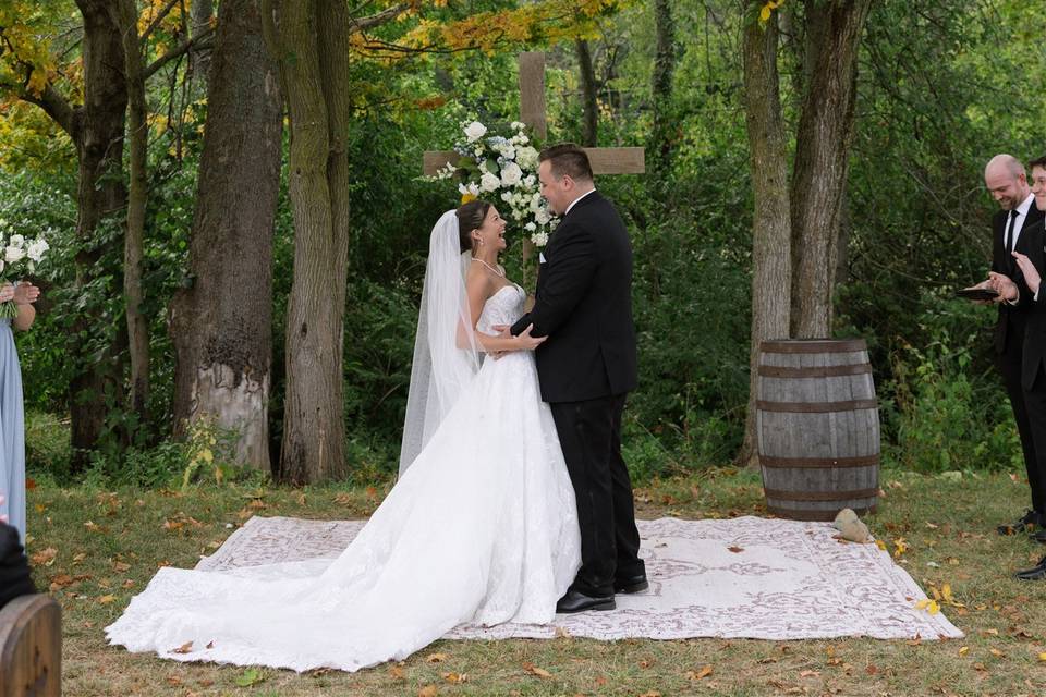 Barn wedding patio dance