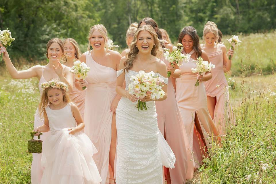 Bridal party in wildflowers