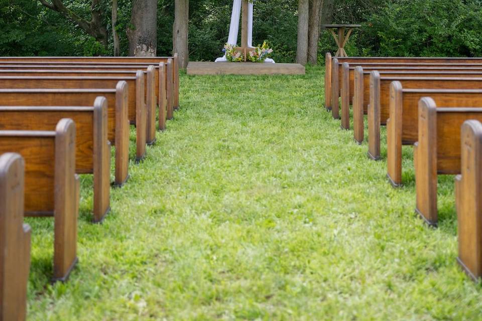 Pews and cross altar