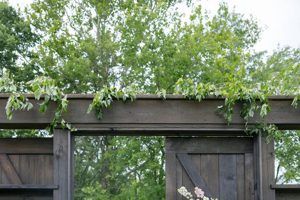 Wedding wall with florals