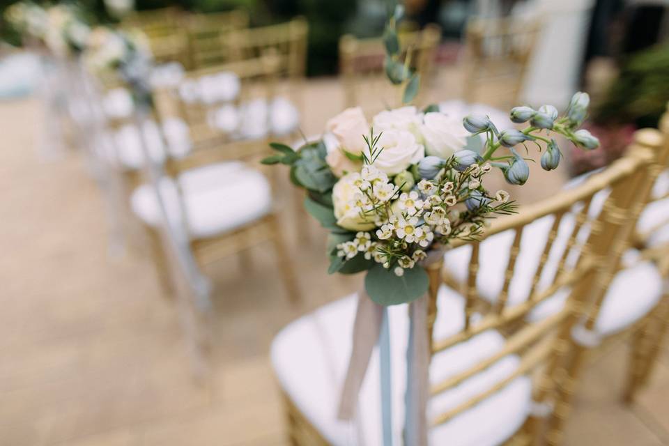 White and turquoise chairs