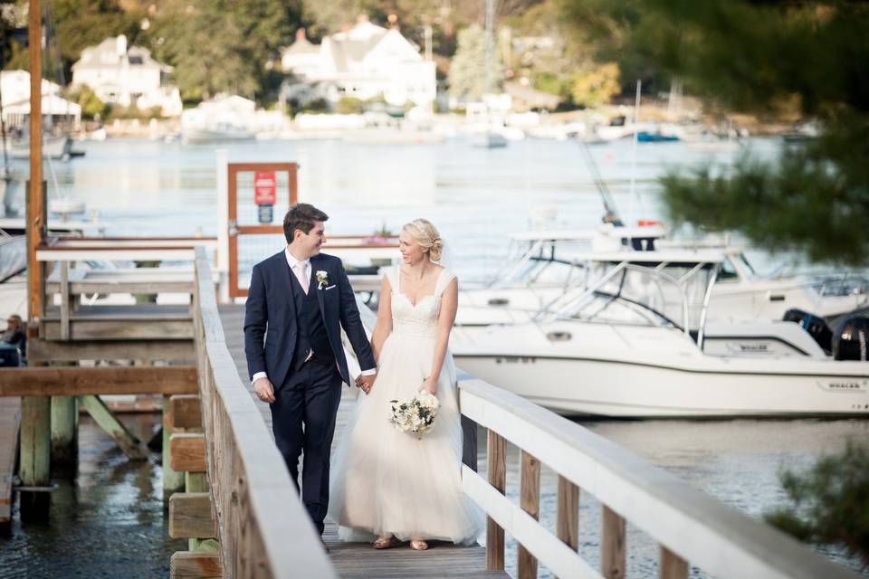 Newlyweds on the dock
