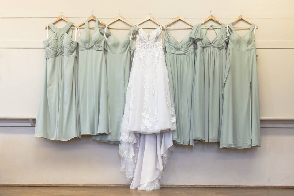 Bridesmaid and wedding dress