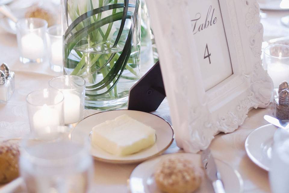 Table number and centerpiece