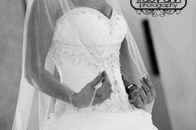 Black and white shot of bride
