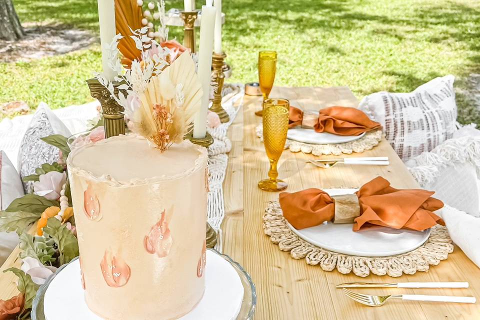 Wedding shower cake and picnic