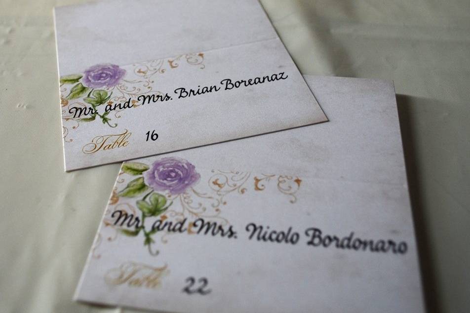 Gold ink on invite envelopes