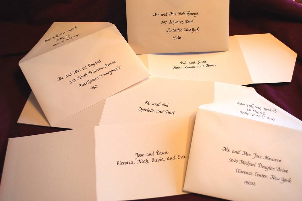 Place cards, roundhand script