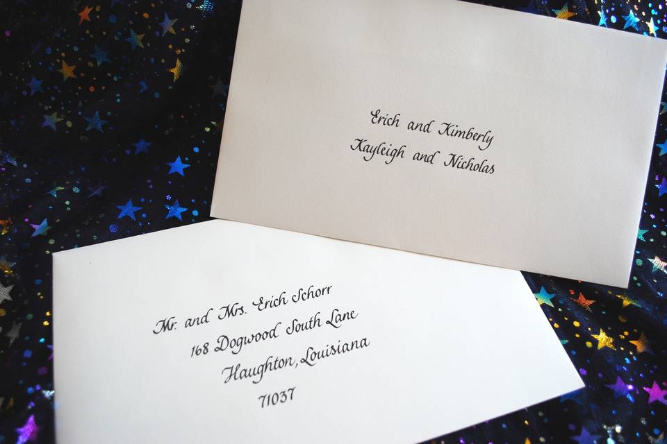 Invites, roundhand script