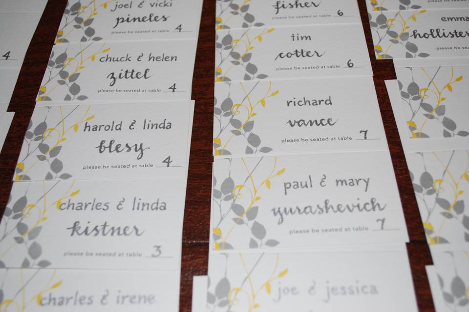 Place cards, modern script