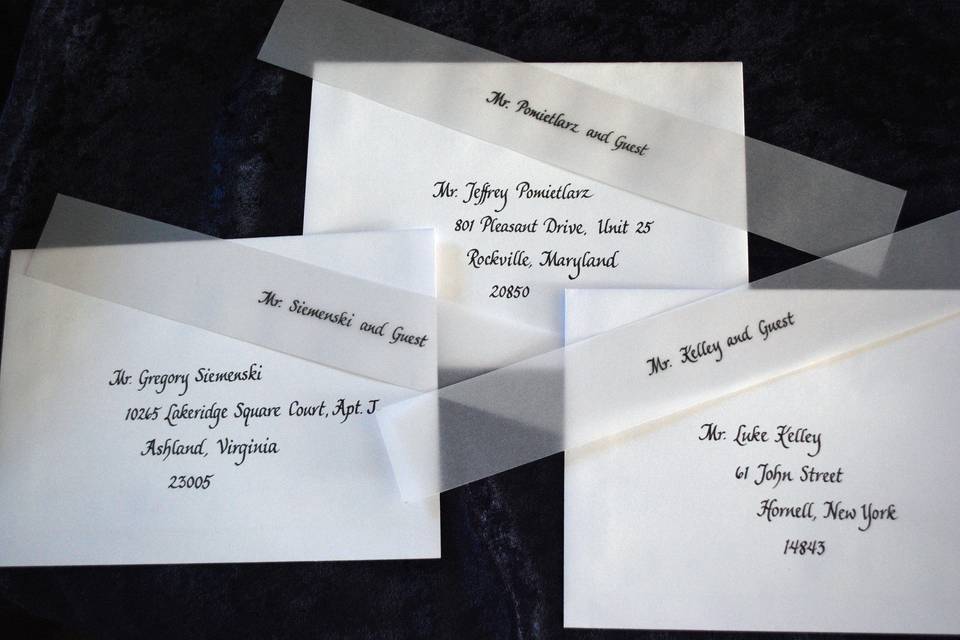 Place cards at the reception