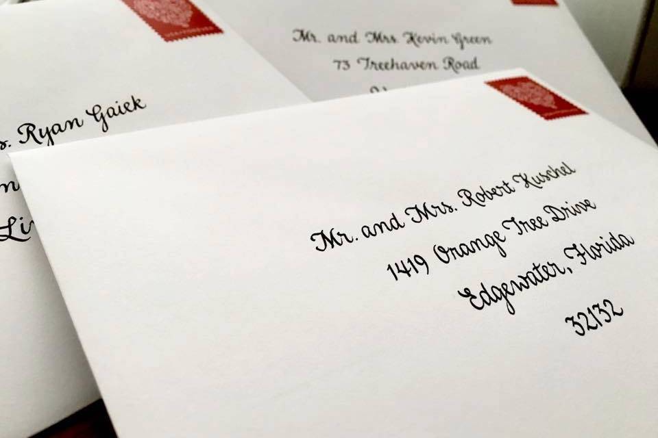 Invite envelopes addressed