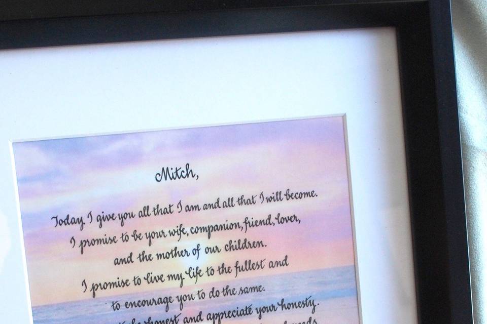 Vows calligraphy