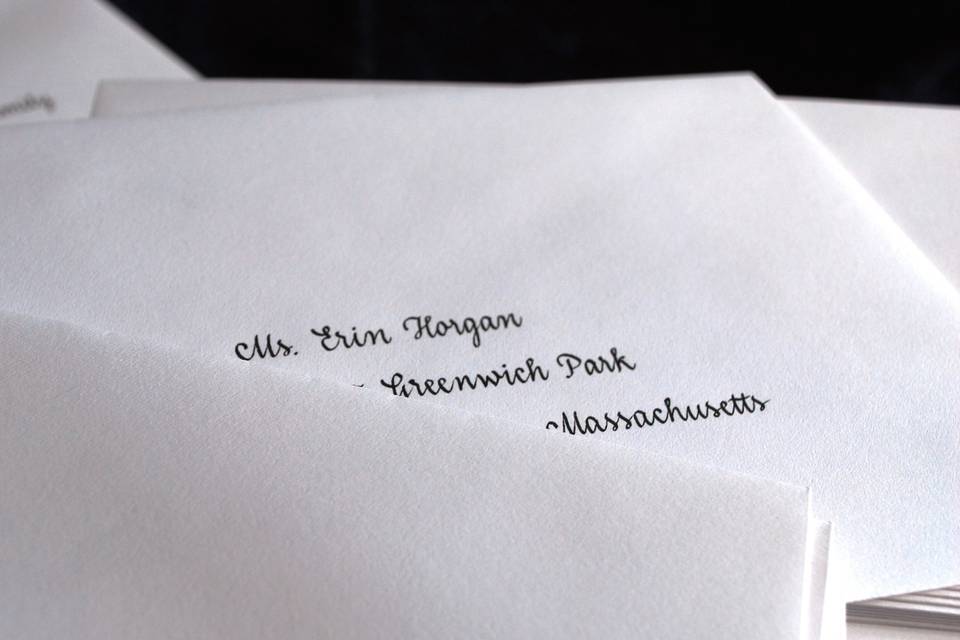 Invites, roundhand script