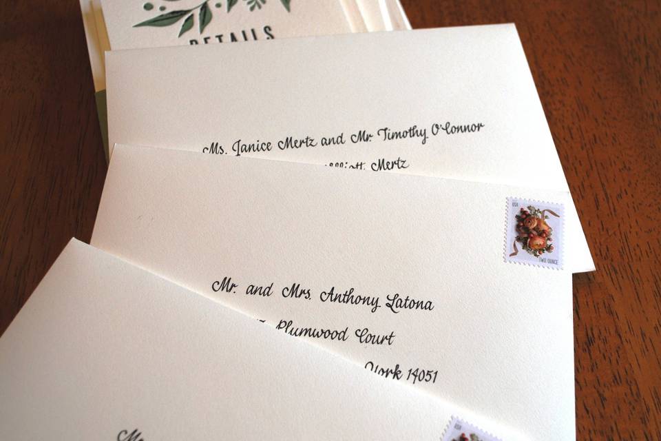 Invites addressed, roundhand