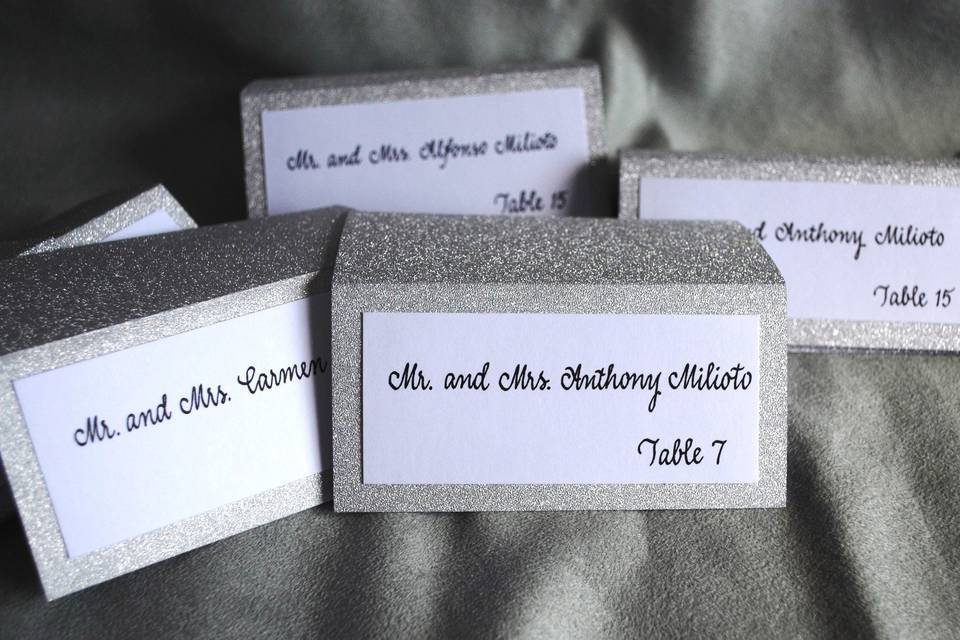 Place cards, roundhand script